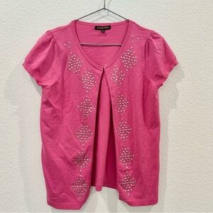 Adrienne Vittadini Short Sleeve Sweater Top Pink Size S Excellent Condition